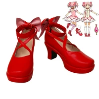 custom made red kaname madoka shoes from puella magi madoka magica cosplay