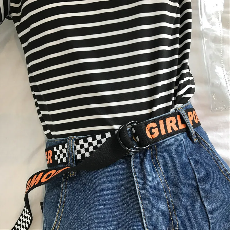 2 Colors Mihoshop Ulzzang Korean Korea Women Fashion Accessories Chic Hit Color Orange Letter Print Punk Belts | Аксессуары для