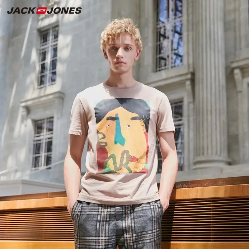 JackJones Мужская футболка с короткими рукавами из 100% хлопка E | 219101509 одежда