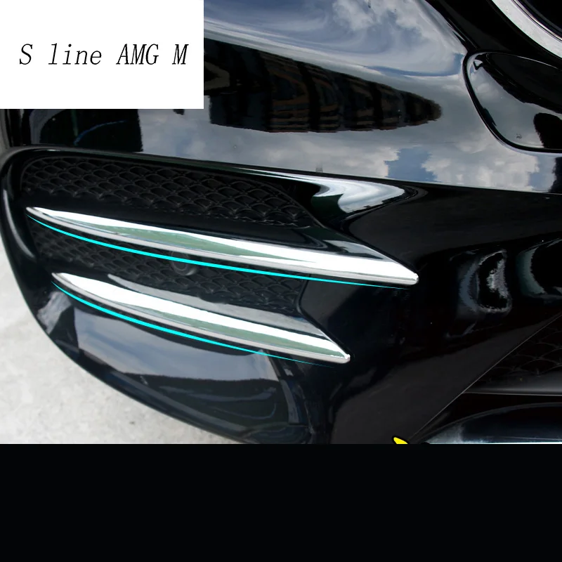 

Car styling front fog lamps cover grille slats Auto fog light decoration Sticker Trim for Mercedes Benz E Class W213 Accessories