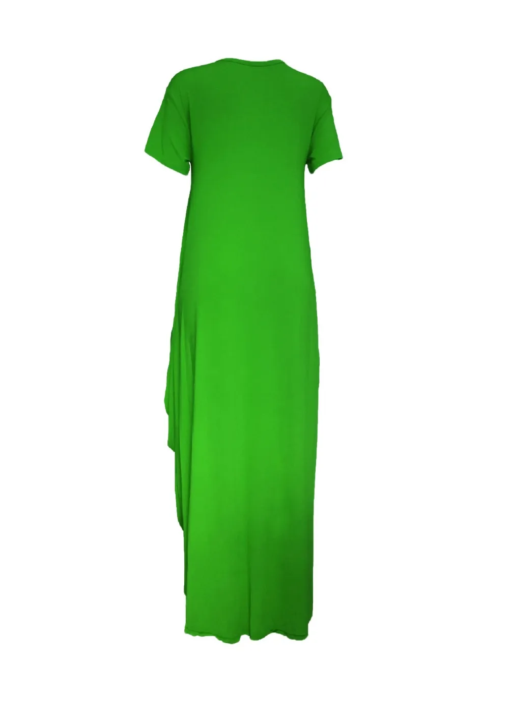 HAOOHU Sexy Long Dress Women Summer New O-Neck Short Sleeve Robe Casual Loose Solid Maxi Dress Irregular Party Club Dress