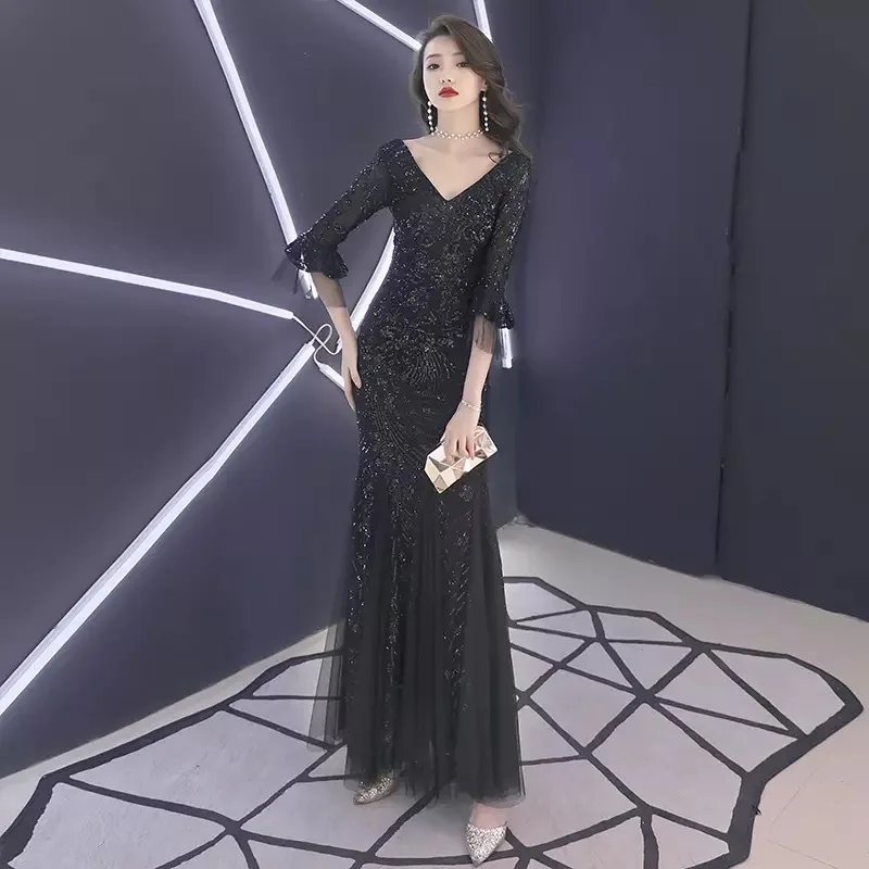 Женское вечернее платье с блестками Beauty Emily Элегантное Длинное кружевное