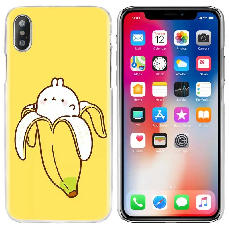 Чехол для сотового телефона Прозрачный Жесткий ПК для iPhone XS Max XR 7 8 6 6s Plus X 5 5S SE 5C 4 4s kawaii чай с Molang Cupcake