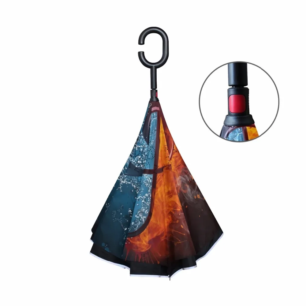 C образный Зонт с обратной застежкой зонты принтом музыкальных нот двухслойный