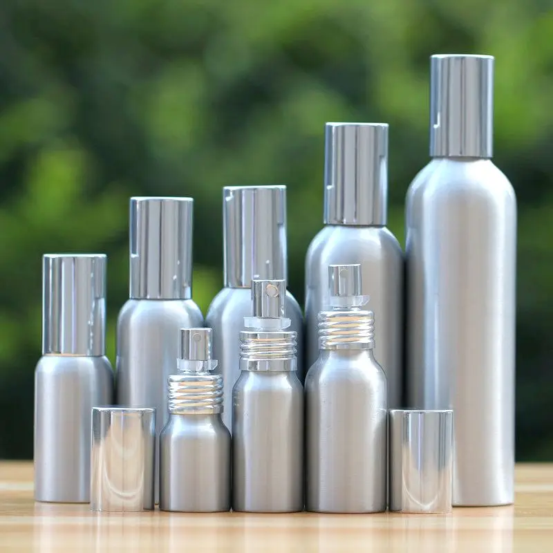 20-50pcs high-grade 20-500ml Aluminum silver empty spray bottle Fine Mist Refill cosmetic spray jar Sample subpackage travel