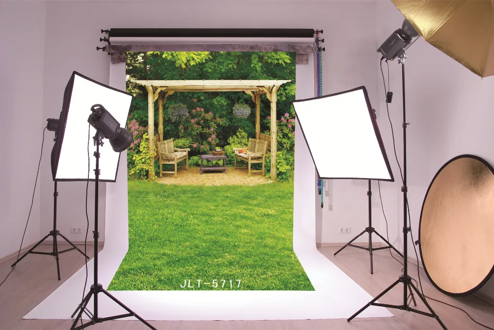 

Garden Pavilion Green Grassland Fabric Cloth Custom Photography Backdrop Prop Photo Studio Backgrounds for Wedding Children