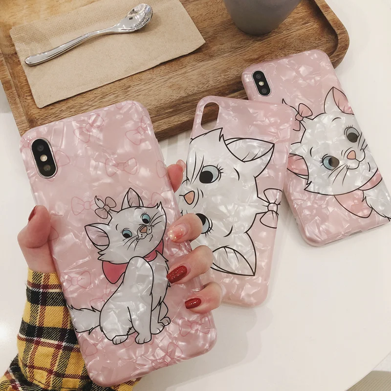 Чехол с мультипликационным принтом Marie Cat для iPhone 6 6S 7 8 Plus резиновый чехол из ТПУ XS