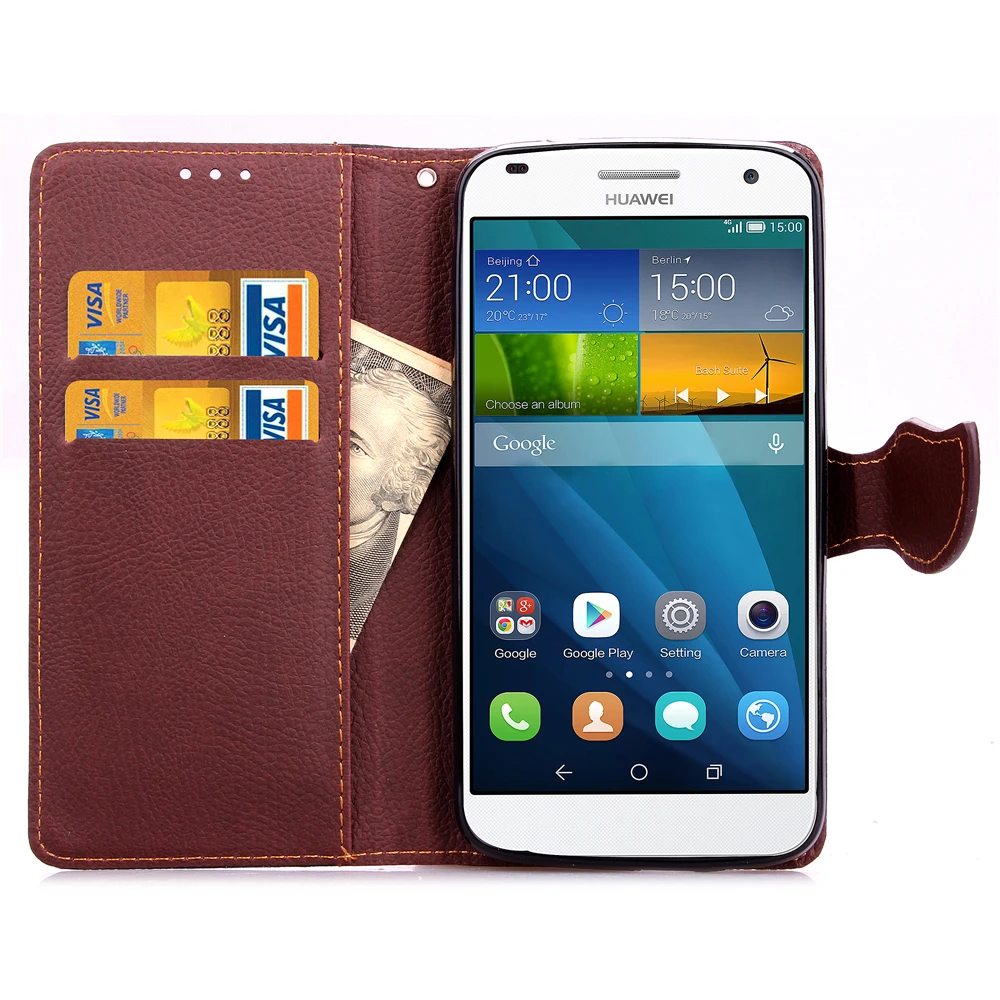 Для Huawei G7 Роскошные листьев Стиль кожаный чехол для Ascend Обложка с подставкой