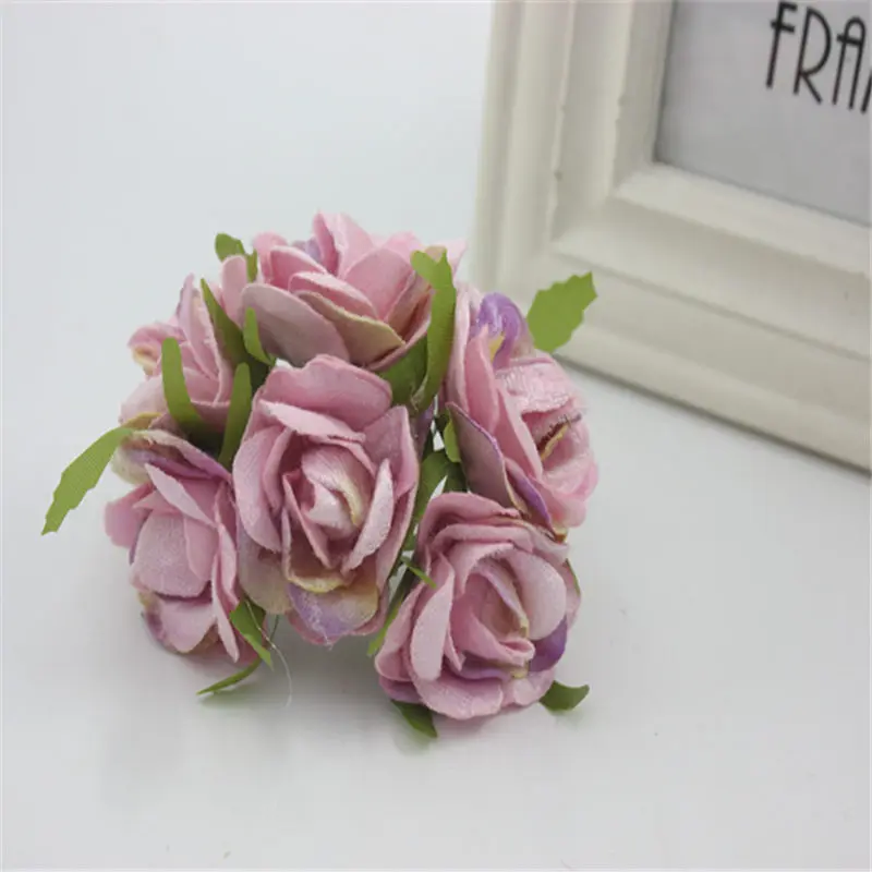 6 шт./бутон букета на осень роза шелковые розы декор в виде цветка домашнее