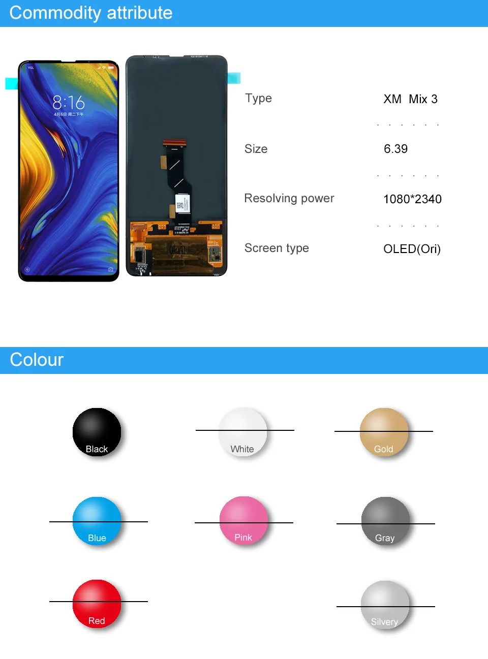6,39 ''Полный ЖК-дисплей для Xiaomi mi x 3 lcd дисплей кодирующий преобразователь сенсорного экрана в сборе для Xiaomi mi X 3 mi X3 lcd полный ремонт