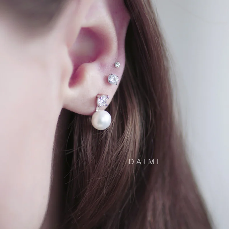 DAIMI блестящие серьги-гвоздики серьги из серебра 925 пробы жемчужные ювелирные