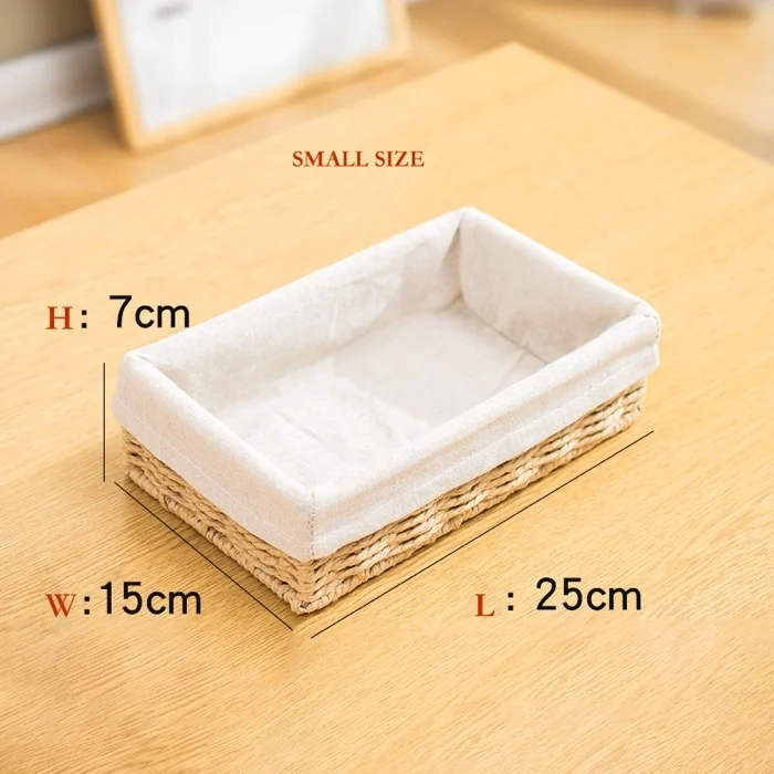 cream small Книжная полка-корзина для хранения соломенных корзин из ротанга для хранения ключей маленькие коробочки для хранения 7 см высота для гостиной - Цвет: cream small