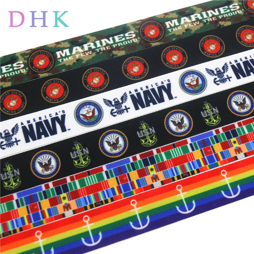 DHK 7/8 ''Бесплатная доставка бант для волос с принтом якоря морской пехоты США 22