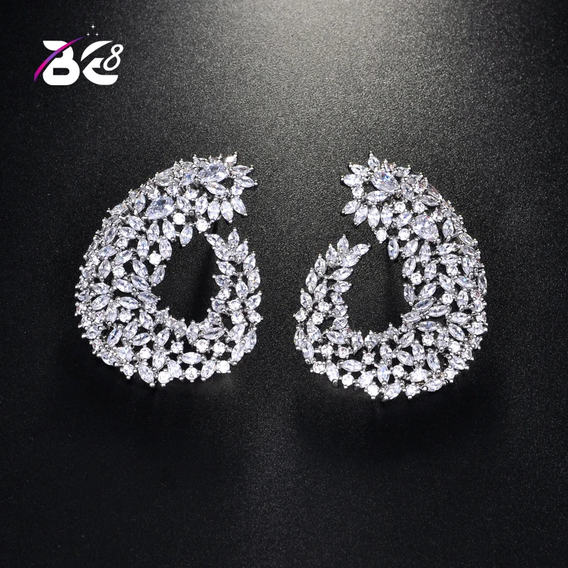 

Be 8 New Fashion AAA Cubic Zirconia Statement Earring Geometric Shape Stud Earrings for Women Aretes De Mujer Modernos 2018 E777