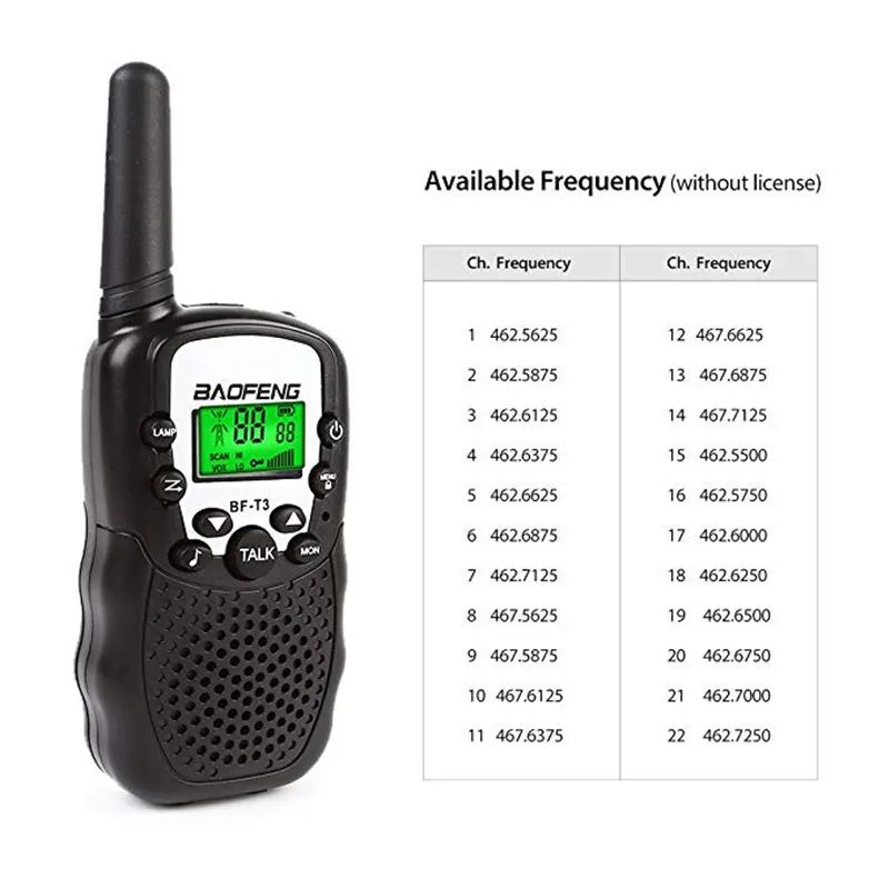 2 шт. BAOFENG BF T3 мини Детская рация для детей UHF462 467MHz HF приемопередатчик мобильный CB