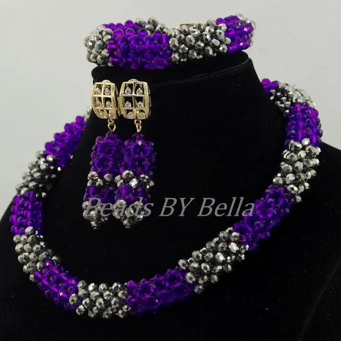 Горячая Распродажа фиолетовые/серебряные Хрустальные Бусы Африканские