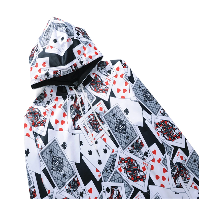 Hoodies Men 2018 Brand Male 3D Poker Playing Cards Print Hooded Sweatshirt Mens Hoodie Tracksuit Sweat Coat Casual Sportswear | Мужская