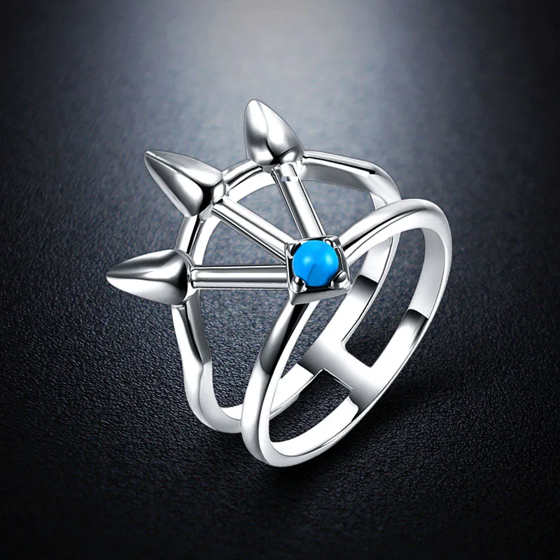 Новинка панк дизайн калалит камень кольца для женщин белый золотой цвет бирюза