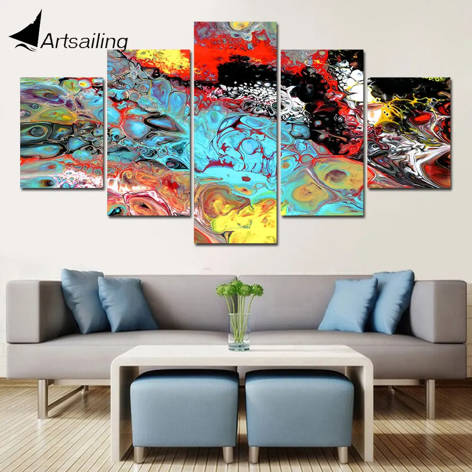 

Posters Wall Painting Art Home Decor Modern Abstract Color Art 5 Panel astronomical HD Print Painting Modular Pictures Canvas