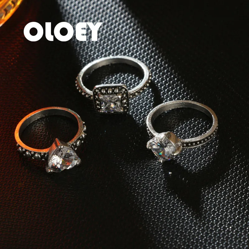 OLOEY 3 шт./компл. геометрические большие сердечки блестящие циркониевые кристаллы