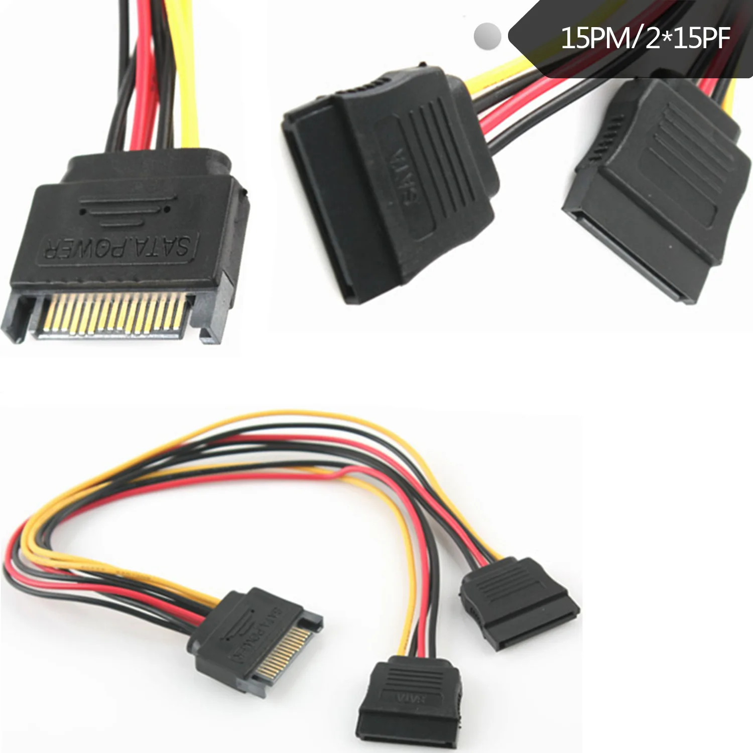 1 штекер ~ 2 гнезда адаптер кабель 0 м 6 дюймов в 15 контактов SATA Power Y/T/сплиттер|sata