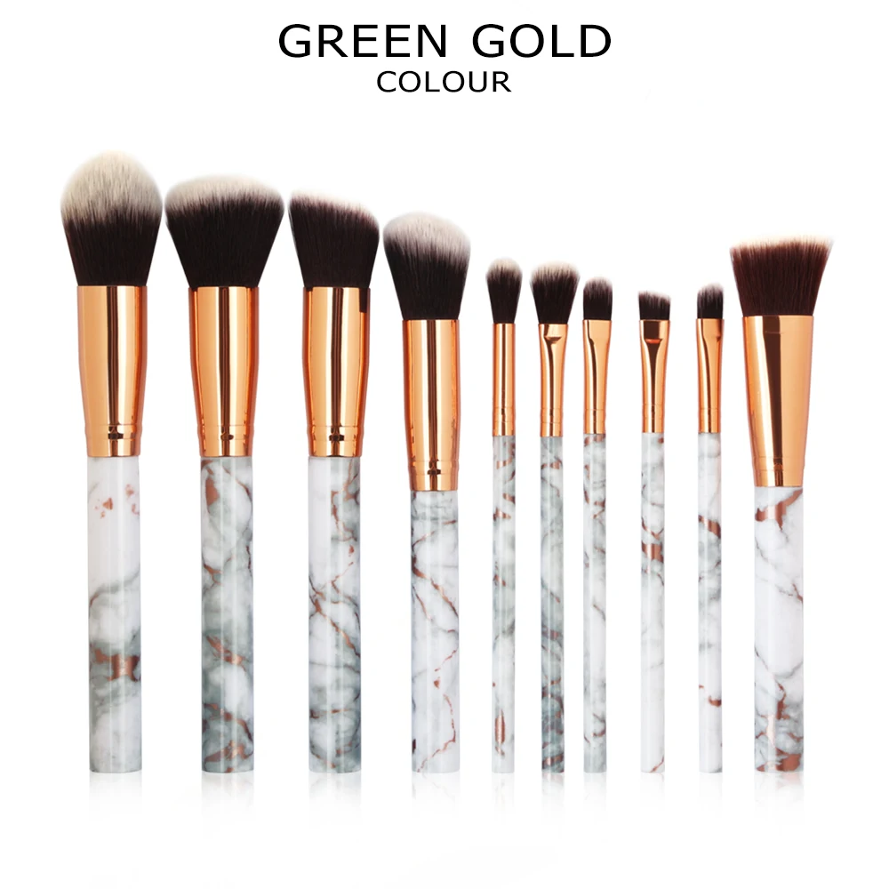 10PCS Makeup Brushes Set Marble Pattern Powder Blush Eyeshadow Cosmetic Tool Kit | Красота и здоровье