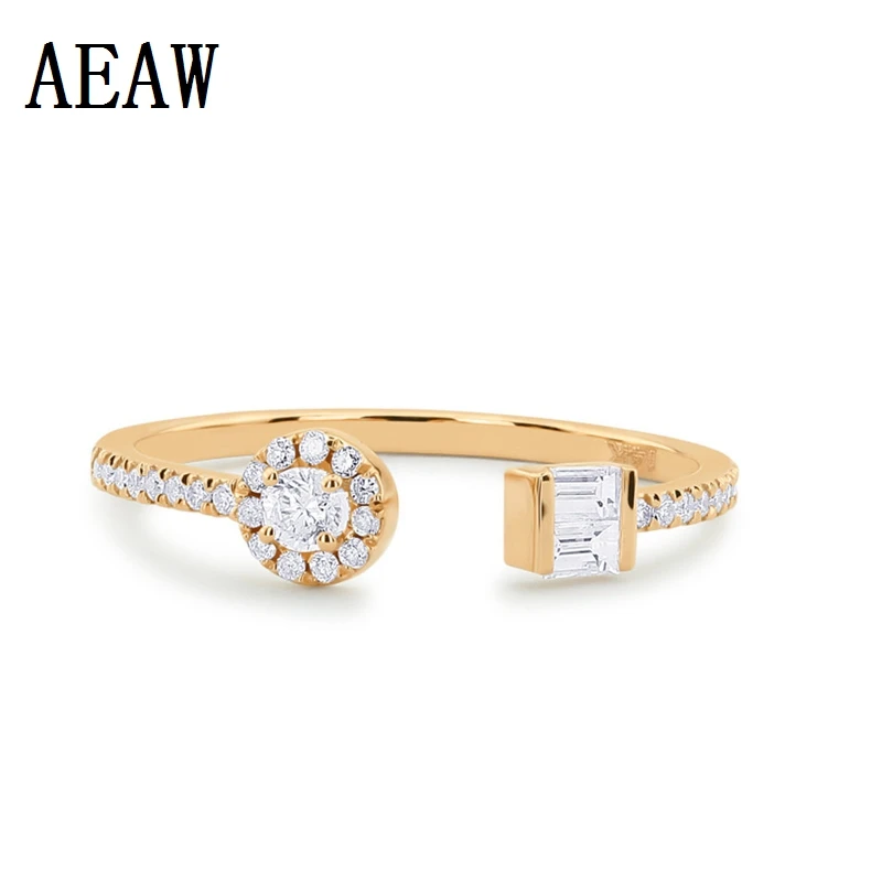 Moissanite 14k Rose 0.35ctw 14k кольцо из твердого золота с бриллиантами, с багетом и круглым бриллиантом, натуральный драгоценный камень, хорошее кольцо для женщин - Цвет камня: Moissanite 14k Rose
