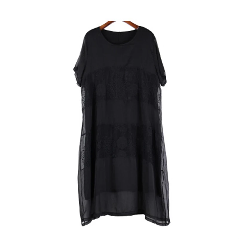 Фото CHICEVER Embroidery Summer Dress For Women 2018 O Neck Short Sleeve Loose Plus Size Black Women's Dresses Korean Fashion Tide Женская CHICEVER Embroidery Summer Dress For Women 2018 O Neck Short Sleeve Loose Plus Size Black Women's Dresses Korean Fashion Tide Женская