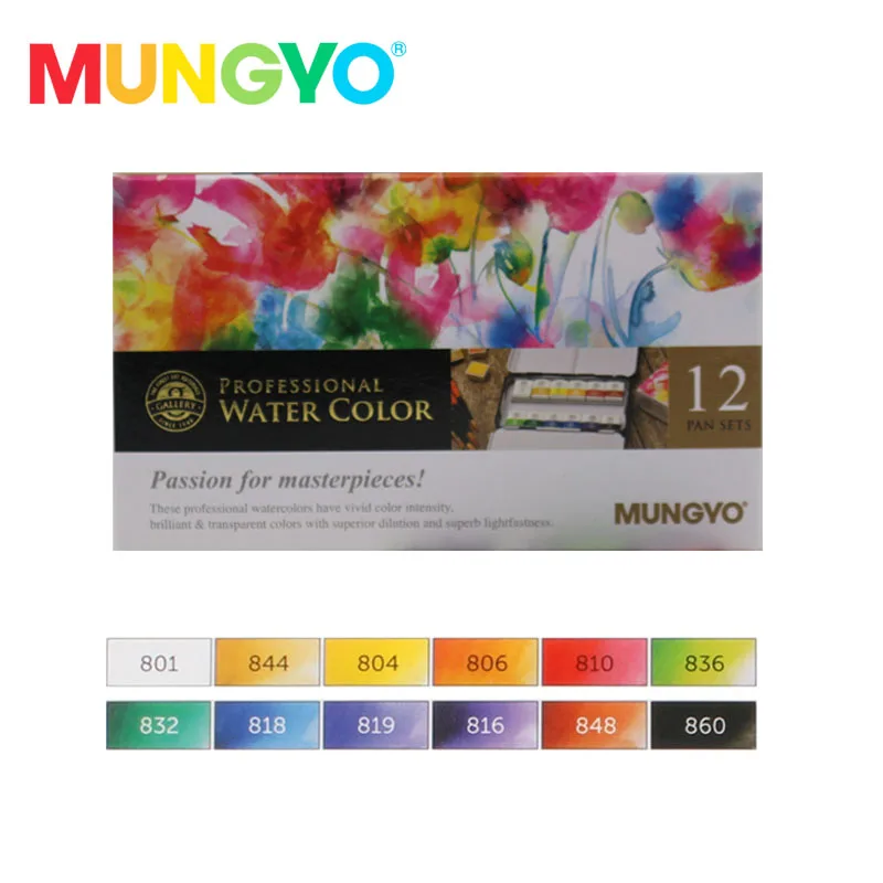 12 Colors Mungyo галерея Профессиональный Твердые акварельные Краски s mwph половина Пан 12/24/48 Цвета пигмент коробка олова искусство рисования Краски - Цвет: 12 Colors