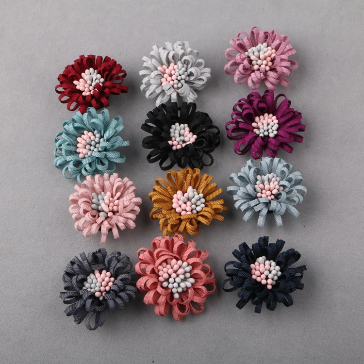 

Min order color print flowers shape handmade floral Children hair accessory diy jewelry garments/headwear decoration making