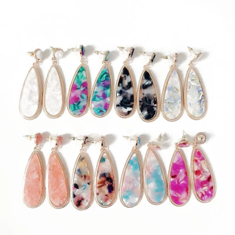 

ZWPON Summer Bohemia Acrylic Acetate Geometry Long Teardrop Drop Earrings For Women Girl Statement Earrings Fashion Jewelry