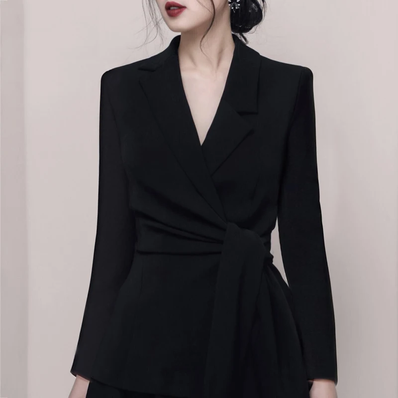 INDRESSME, новинка, женская мода, OL стиль, 2 шт, наборы, костюмы, глубокий v-образный вырез, длинный рукав, тонкий, на шнуровке, Блейзер, короткая юбка, для офиса, леди