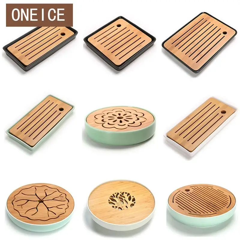 Мини чайный поднос керамика бамбуковый отвод воды для хранения набор кунг фу доска комнаты стол китайская