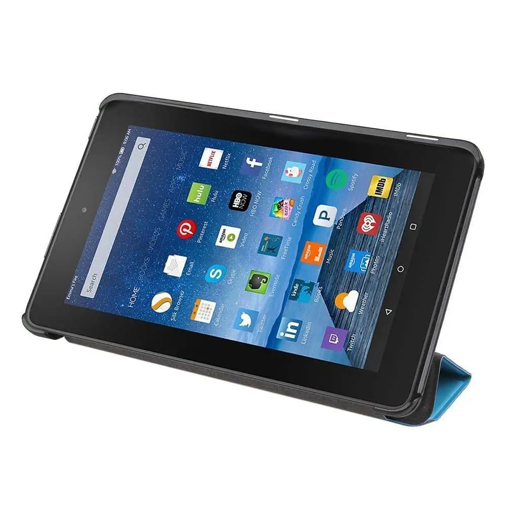 Синий лучший ультратонкий кожаный чехол с подставкой для Amazon Kindle Fire HD 7 дюймов