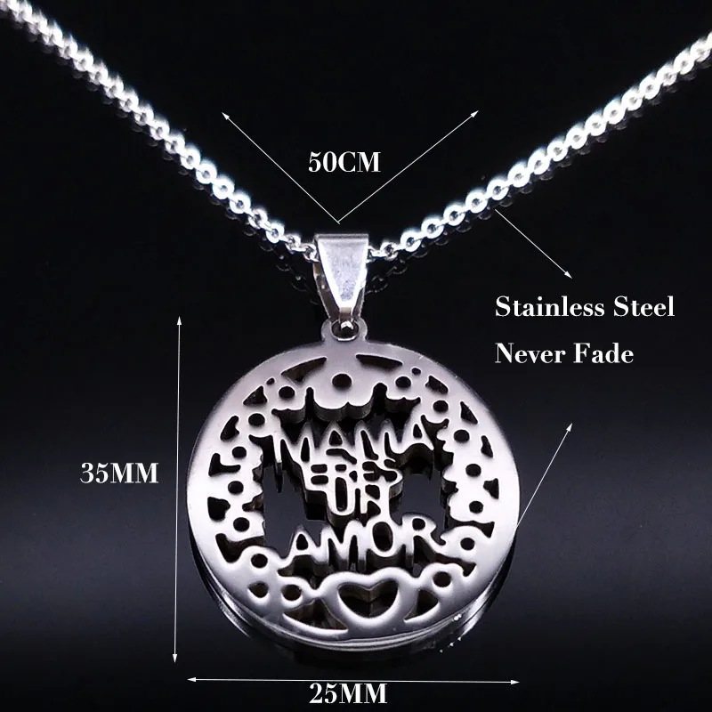 

2021 Fashion MAMA Stainless Steel Statement Necklace Women Mum Silver Color Necklaces & Pendants Jewelry bisuteria N441S01