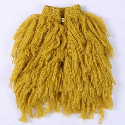 T15037 yellow Свитер для маленьких девочек; теплая Модная осенняя одежда; пальто; жилет; свитера; кисточка; жилет для малышей; Верхняя одежда; детские куртки - Цвет: T15037 yellow