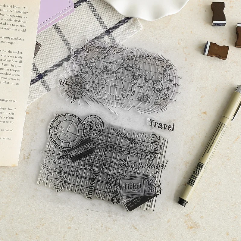 World Map Clear Stamps for DIY Scrapbooking Decor Card Making Crafts Supplies Journal Art Photo Album Diary Paper Die Stationery |