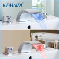 kemaidi bathroom faucet 3 pcs bathtub led basin sink faucet waterfall water flow lavatory mixer faucet tap mixer good quality