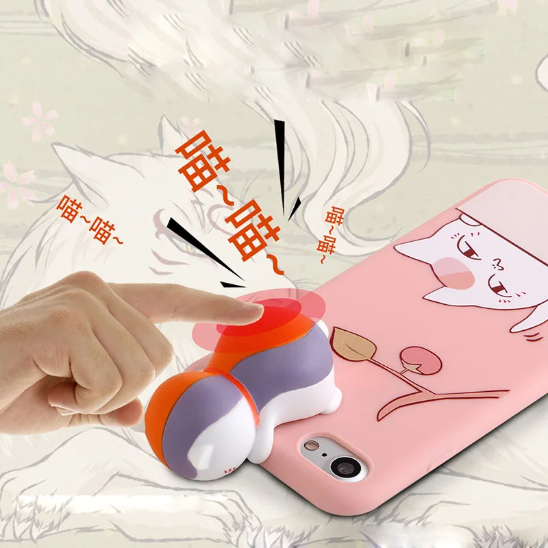 For iPhone 7 8 Lucky Cat Japan Comic Case 3D Silicone Maneki Neko String Cartoon Squishy Apple X Plus Coque |