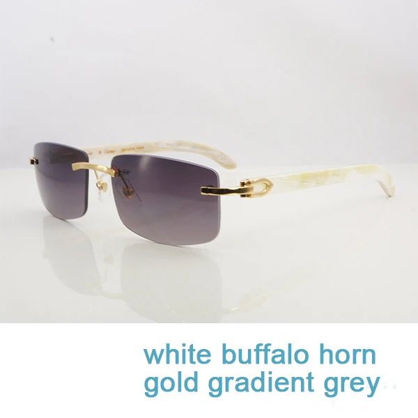 white gold grey Мужские солнцезащитные очки, настоящие роговые очки buffalo, без оправы, белые и черные квадратные мужские очки Carter, оптические оттенки, Заполните рецепт - Цвет линз: white gold grey