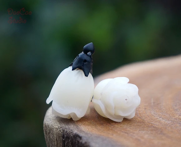Natural Bodhi Seed Pendant Carved Rose Black Torus White Guru Bead Mala Japa Beads Bracelet Jewellry Findings DIY Accessories | Украшения и