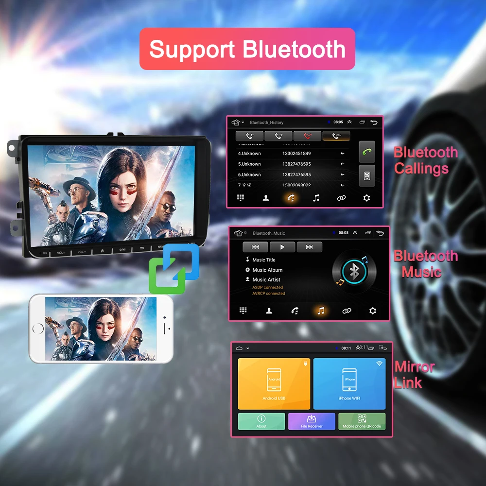 Navivox Автомобильный мультимедийный плеер android 8,1 2 Din автомобильный DVD для VW/Volkswagen/Golf/Polo/Tiguan/Passat/b7/b6/SEAT/leon/Skoda/Octavia