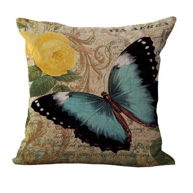 Модные чехлы для подушек с бабочками наволочки из хлопка и льна дивана