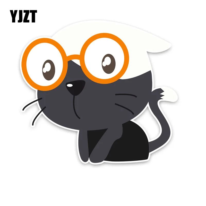 

YJZT, 14 см * 12,6 см, забавное животное, кошка, наклейка на окно автомобиля, декоративная наклейка из ПВХ 5-1452