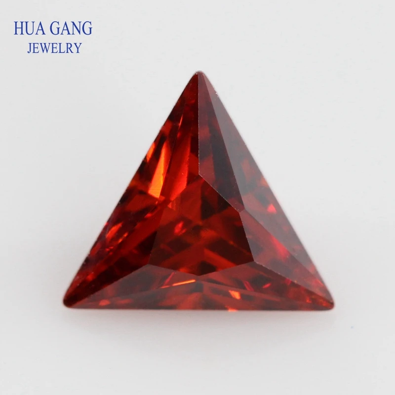 5A Garnet Triangle Shape Cubic Zirconia Brilliant Cut Loose CZ Stone Synthetic Gems Beads For Jewelry Size 3x3-12x12mm