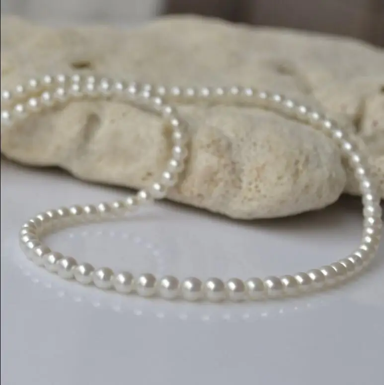 

New 418+++ 4-4.5MM super mini round freshwater pearl necklace