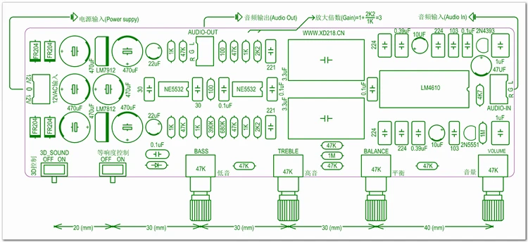 

LM4610 with 3D surround equal tone tone control board