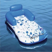 2021 newest giant blue deck chair inflatable pool float summer air bed folding island beach lounger floating bed raft swim board