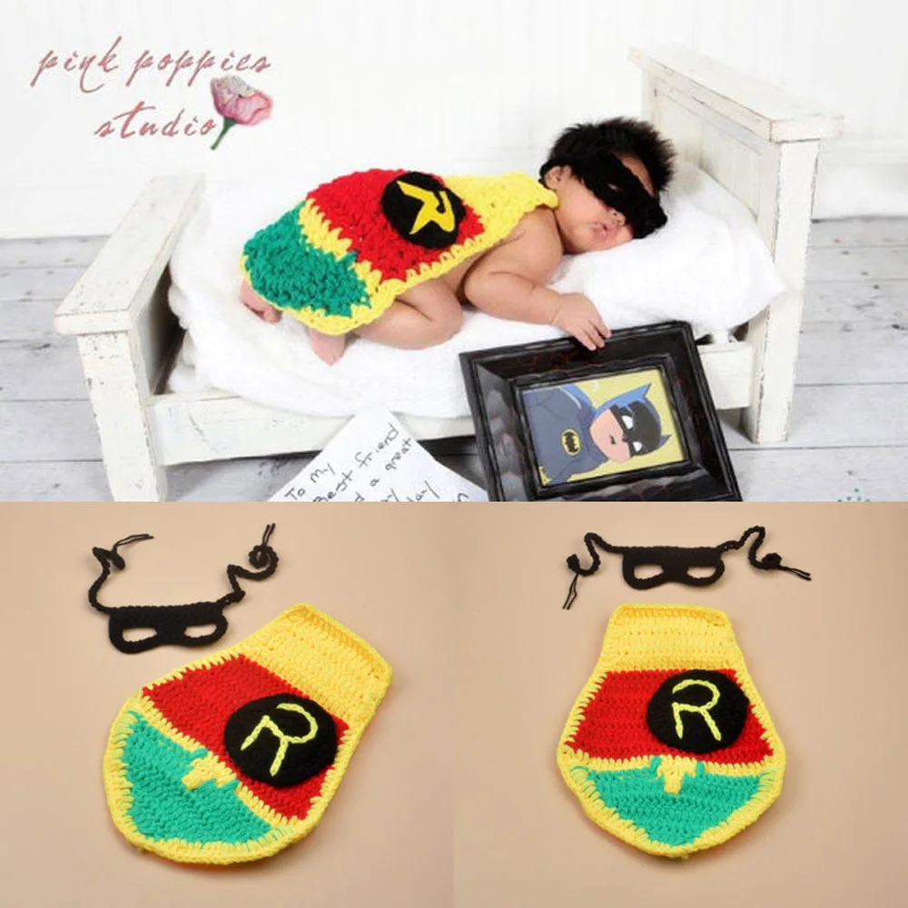 newborn baby photo props handmade costume cotton yarn clothes infant hat cloak mask Hot Sale Crochet boys girls outfit | Детская одежда