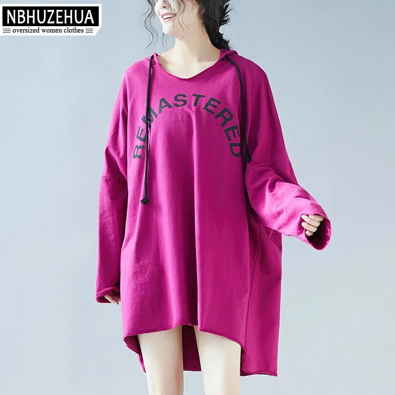 Платье женское с капюшоном и принтом в виде букв фиолетовое 6XL 19 D80|Женские платья|
